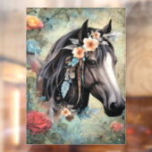 花の中の茶色の馬 ウィンドウサイン (シート2)