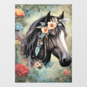 花の中の茶色の馬 ウィンドウサイン (シート)