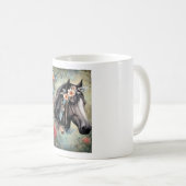 花の中の茶色の馬 コーヒーマグカップ (正面右)