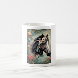 花の中の茶色の馬 コーヒーマグカップ