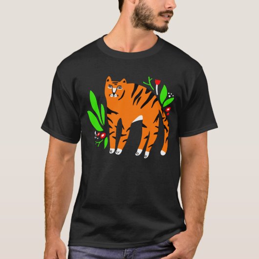 花の中の虎 Tシャツ (正面)