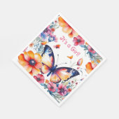 花の中の蝶ガールズベビーシャワー スタンダードランチョンナプキン (角)