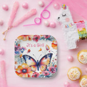 花の中の蝶ガールズベビーシャワー ペーパープレート (パーティー)