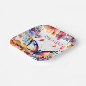 花の中の蝶ガールズベビーシャワー ペーパープレート (傾斜あり)