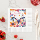 花の中の蝶ガールズベビーシャワー 縁ありランチョンナプキン (インサイチュ)