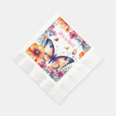 花の中の蝶ガールズベビーシャワー 縁ありランチョンナプキン (角)