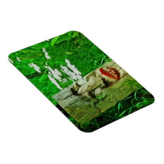 花の中の赤い唇のトテム抽象芸術 マグネット (右側)