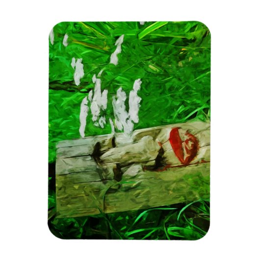 花の中の赤い唇のトテム抽象芸術 マグネット (縦)