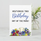 花の中の野球フラットカードシャワー招待状 カード (スタンド正面)