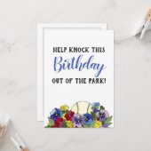 花の中の野球フラットカードシャワー招待状 カード (正面/裏面インサイチュ)