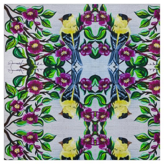 花の中の金魚 ファブリック (見本)