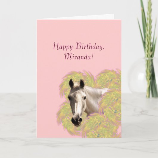 花の中の馬 – ハッピーバースデー! カード (正面)