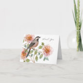花の中の鳥の感謝カード サンキューカード (正面)