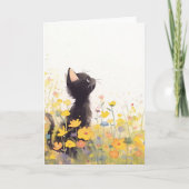花の中の黒猫 カード (正面)