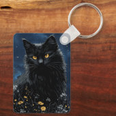 花の中の黒猫 キーホルダー (裏面)