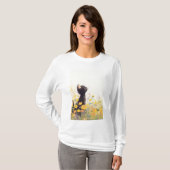 花の中の黒猫 Tシャツ (正面フル)