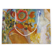 花の中の2つの若い女の子、レドン大きなギフトバ ラージペーパーバッグ (正面)