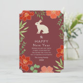 花の中国の新年ウサギの祝日 シーズンカード (スタンド正面)