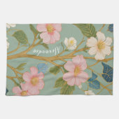 花の中：パステルブランチとピンクの花 キッチンタオル (横)