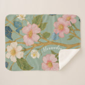 花の中：パステルブランチとピンクの花 シェルパブランケット (正面(横))