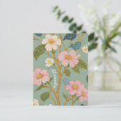 花の中：パステルブランチとピンクの花 ポストカード (スタンド正面)