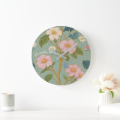 花の中：パステルブランチとピンクの花 ラージ壁時計 (ホーム)