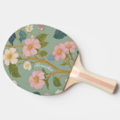 花の中：パステルブランチとピンクの花 卓球ラケット (横)