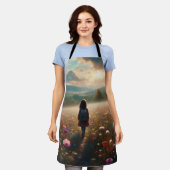 花の中 – 冒険好きな道 エプロン (着用した状態)
