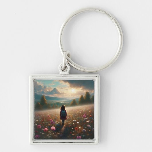 花の中 – 冒険好きな道 キーホルダー (正面)