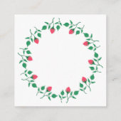 花の丸いフレームにピンクのバラの花 エンクロージャーカード (裏面)