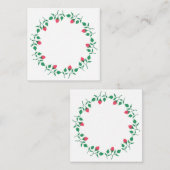 花の丸いフレームにピンクのバラの花 エンクロージャーカード (正面/裏面)