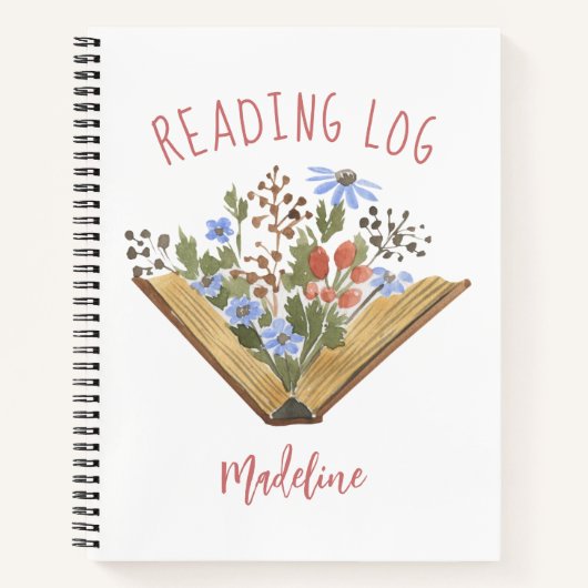 花の丸太の本読好き ノートブック (正面)