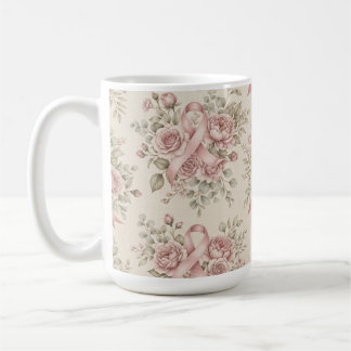 花の乳がんリボンマグカップ コーヒーマグカップ