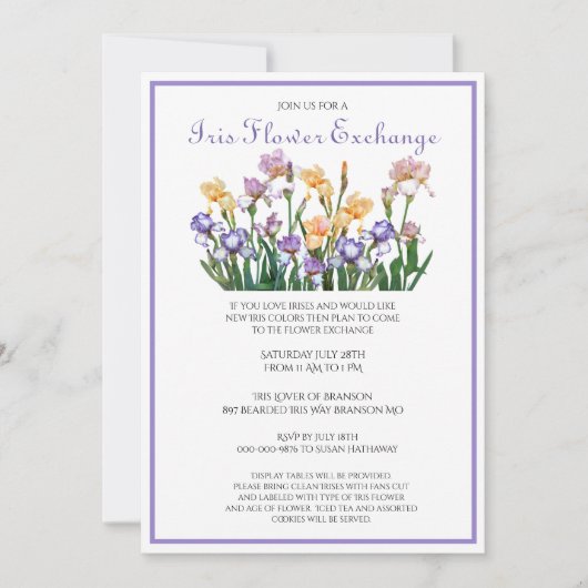 花の交換：アイリス球根 招待状 (正面)