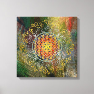 花の人生 – ヴィンテージオーナメント曼荼羅1 キャンバスプリント