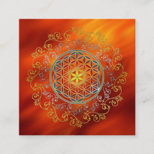 花の人生 – ヴィンテージオーナメント曼荼羅1 スクエア名刺 (正面)
