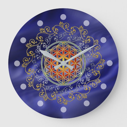 花の人生 – ヴィンテージオーナメント曼荼羅1 ラージ壁時計 (正面)