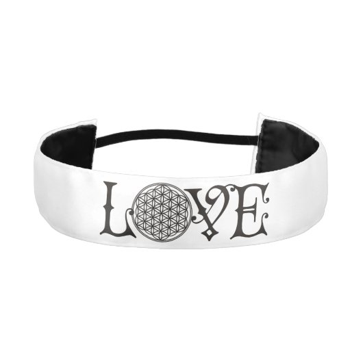 花の人生 – 愛のレタリングタトゥー黒 アスレチックヘッドバンド (正面)