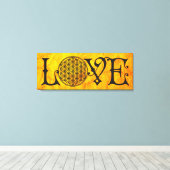 花の人生 – 愛のレタリングタトゥー黒 キャンバスプリント (インサイチュ (ウッドフロア))