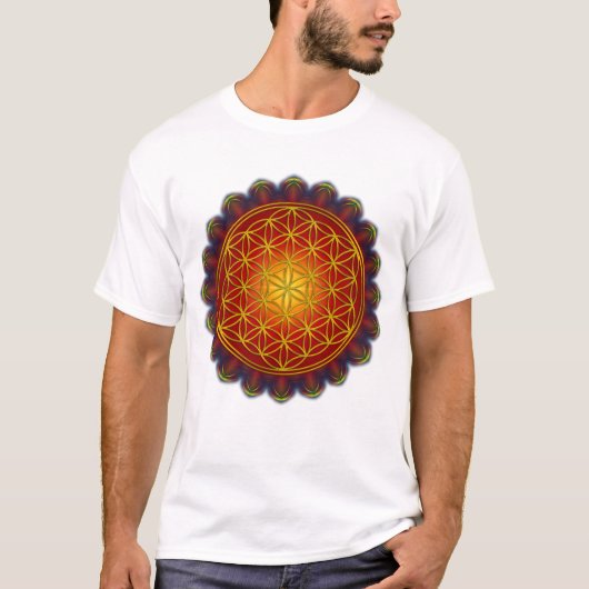 花の人生 – （骨）突起マンダラI +あなたのアイディア Tシャツ (正面)