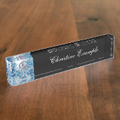 花の付いたかわいいキリン デスクネームプレート (側面)