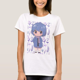 花の付いたアニメガール Tシャツ