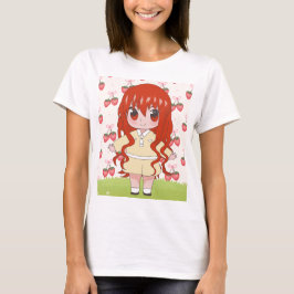 花の付いたアニメガール Tシャツ
