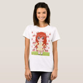 花の付いたアニメガール Tシャツ (正面フル)