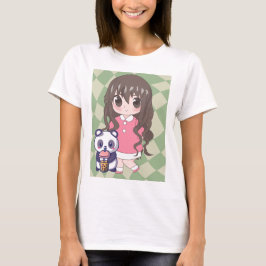 花の付いたアニメガール Tシャツ