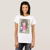 花の付いたアニメガール Tシャツ (正面フル)