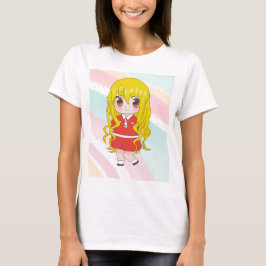 花の付いたアニメガール Tシャツ