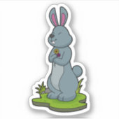 花の付いたウサギ シール (正面)