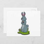 花の付いたウサギ ポストカード (正面/裏面)