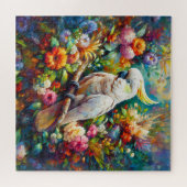 花の付いたカラフルコッカトゥー ジグソーパズル (横)